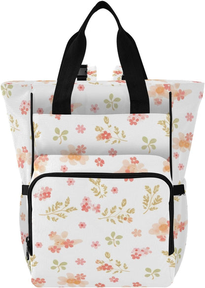 Diaper Bag Backpack, Multifunction Travel Bag for Moms Dads, Baby Changing Bag with Insulted Pockets, Stroller Straps and Side Bottle Pockets Delicate Floral Pattern