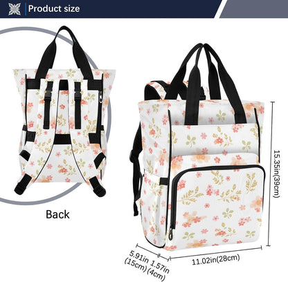 Diaper Bag Backpack, Multifunction Travel Bag for Moms Dads, Baby Changing Bag with Insulted Pockets, Stroller Straps and Side Bottle Pockets Delicate Floral Pattern