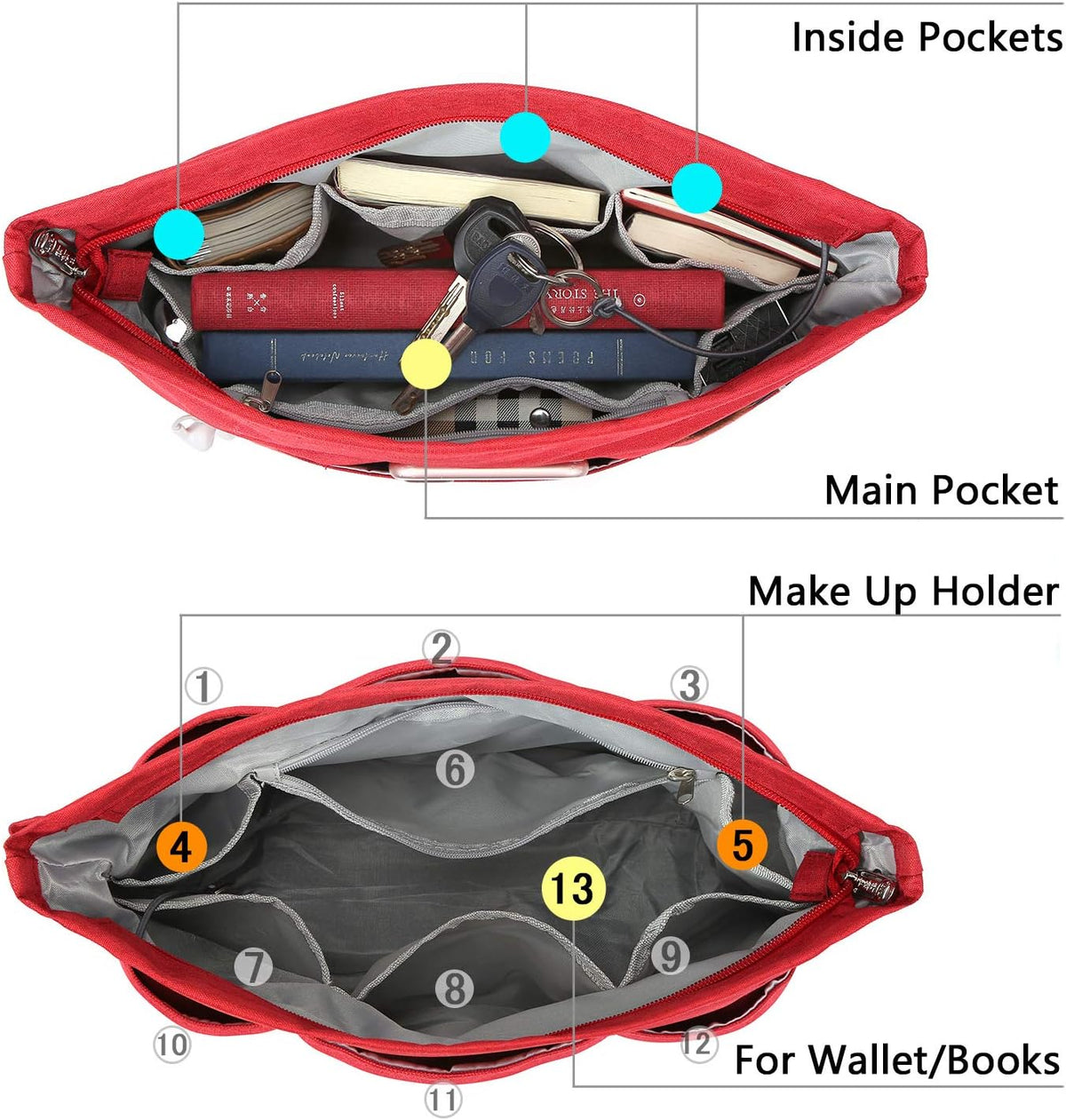 Purse Organizer Insert for Handbags,Tote Bag Organizer Insert with Zipper Bag,Premium Handbag Organizer Inside Liner for Women