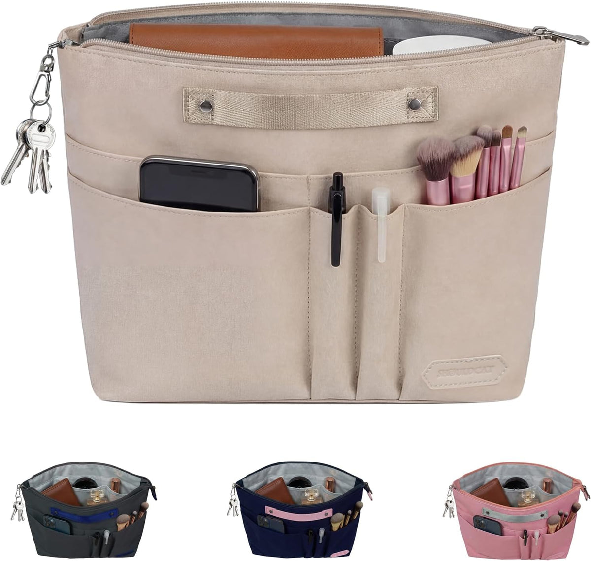 Purse Organizer Insert for Handbags,Tote Bag Organizer Insert with Zipper Bag,Premium Handbag Organizer Inside Liner for Women
