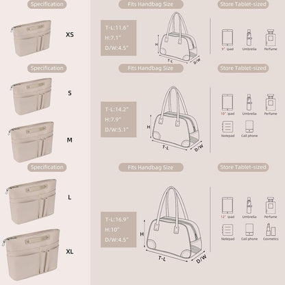 Purse Organizer Insert for Handbags,Tote Bag Organizer Insert with Zipper Bag,Premium Handbag Organizer Inside Liner for Women