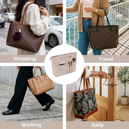 Purse Organizer Insert for Handbags,Tote Bag Organizer Insert with Zipper Bag,Premium Handbag Organizer Inside Liner for Women