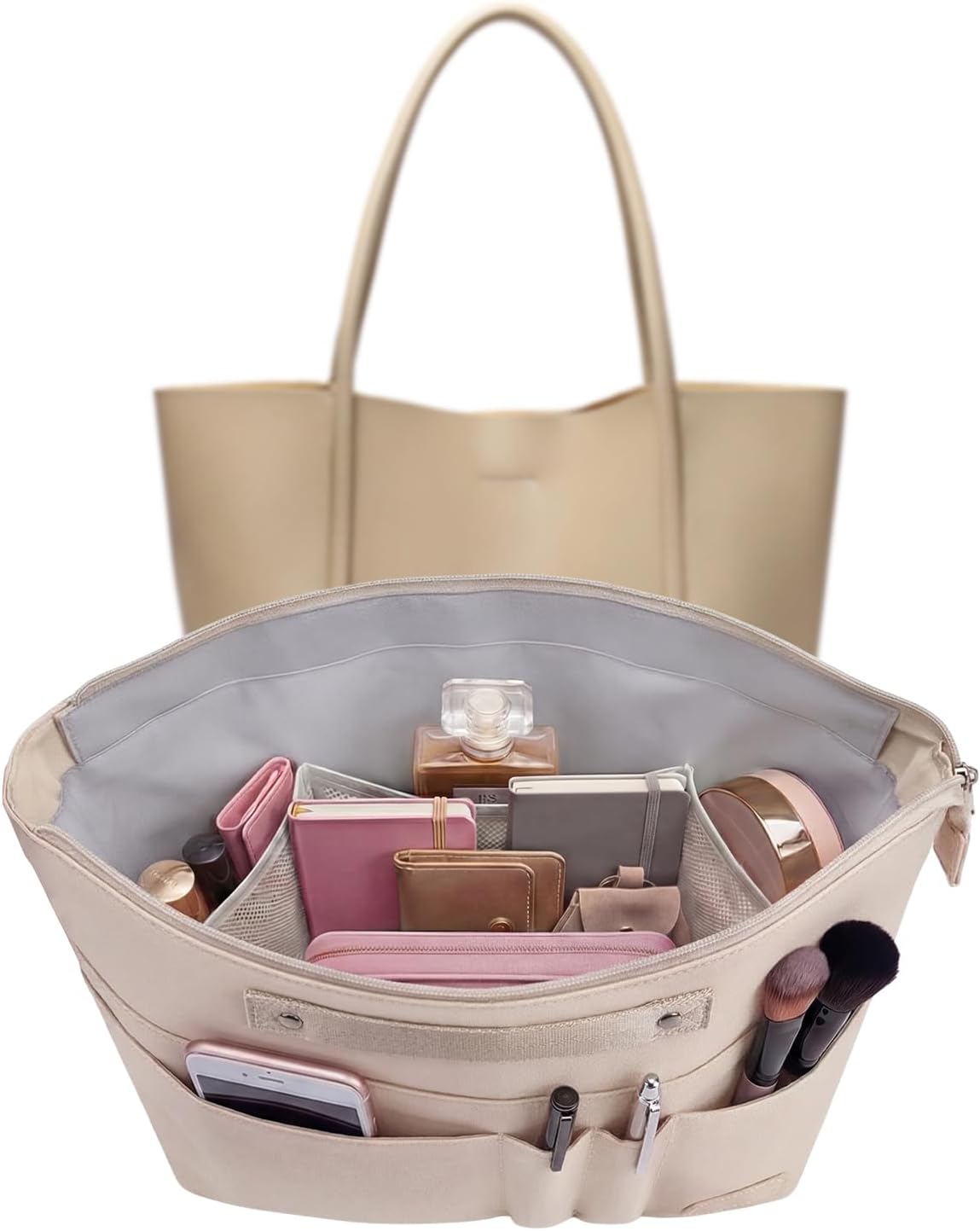 Purse Organizer Insert for Handbags,Tote Bag Organizer Insert with Zipper Bag,Premium Handbag Organizer Inside Liner for Women