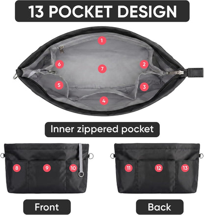 Purse Organizer Insert for Handbags,Tote Bag Organizer Insert with Zipper Bag,Premium Handbag Organizer Inside Liner for Women