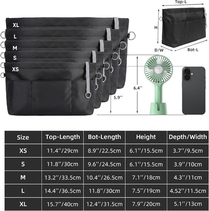 Purse Organizer Insert for Handbags,Tote Bag Organizer Insert with Zipper Bag,Premium Handbag Organizer Inside Liner for Women