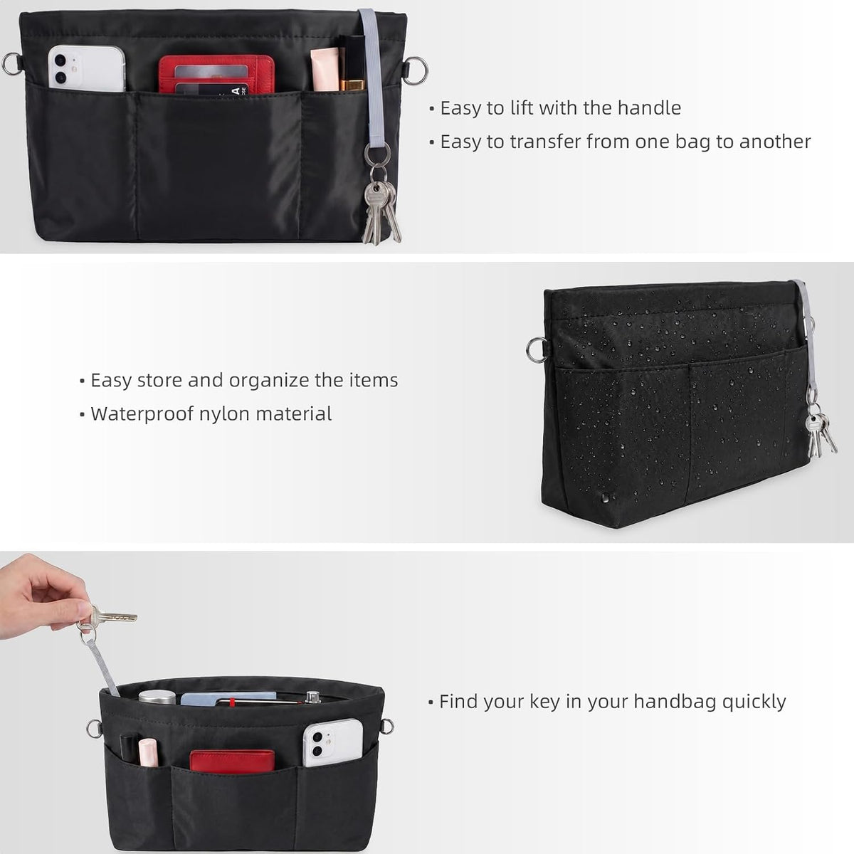 Purse Organizer Insert for Handbags,Tote Bag Organizer Insert with Zipper Bag,Premium Handbag Organizer Inside Liner for Women