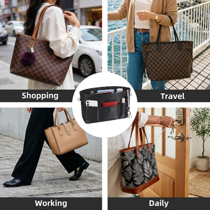 Purse Organizer Insert for Handbags,Tote Bag Organizer Insert with Zipper Bag,Premium Handbag Organizer Inside Liner for Women