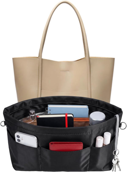 Purse Organizer Insert for Handbags,Tote Bag Organizer Insert with Zipper Bag,Premium Handbag Organizer Inside Liner for Women