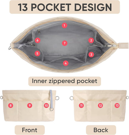 Purse Organizer Insert for Handbags,Tote Bag Organizer Insert with Zipper Bag,Premium Handbag Organizer Inside Liner for Women