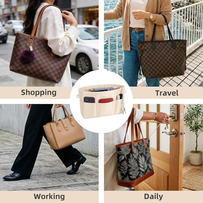 Purse Organizer Insert for Handbags,Tote Bag Organizer Insert with Zipper Bag,Premium Handbag Organizer Inside Liner for Women