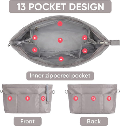 Purse Organizer Insert for Handbags,Tote Bag Organizer Insert with Zipper Bag,Premium Handbag Organizer Inside Liner for Women