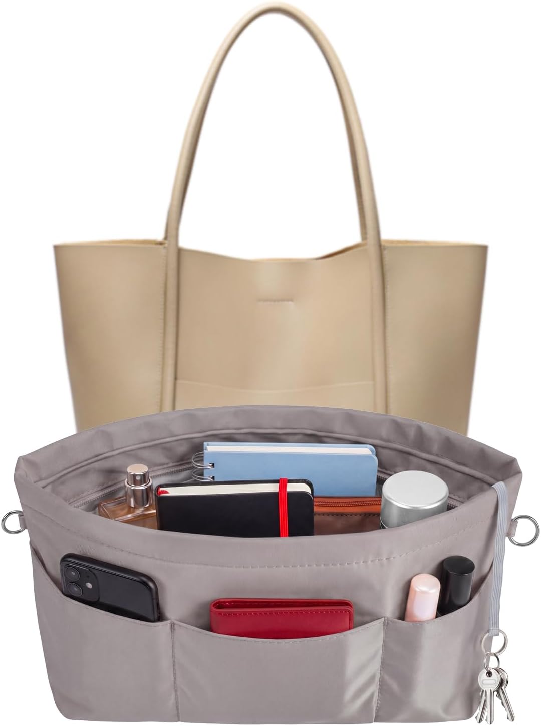 Purse Organizer Insert for Handbags,Tote Bag Organizer Insert with Zipper Bag,Premium Handbag Organizer Inside Liner for Women