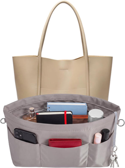Purse Organizer Insert for Handbags,Tote Bag Organizer Insert with Zipper Bag,Premium Handbag Organizer Inside Liner for Women
