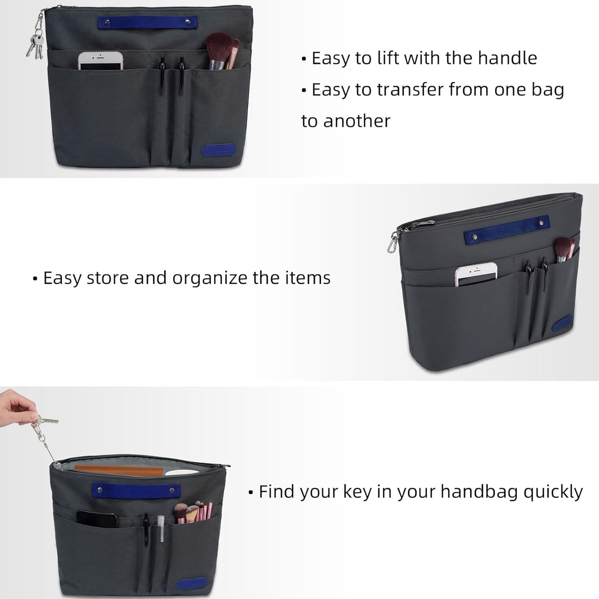Purse Organizer Insert for Handbags,Tote Bag Organizer Insert with Zipper Bag,Premium Handbag Organizer Inside Liner for Women