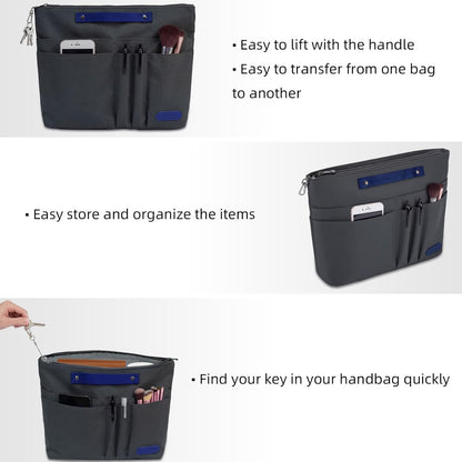 Purse Organizer Insert for Handbags,Tote Bag Organizer Insert with Zipper Bag,Premium Handbag Organizer Inside Liner for Women