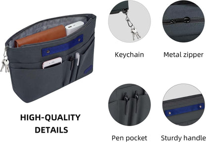 Purse Organizer Insert for Handbags,Tote Bag Organizer Insert with Zipper Bag,Premium Handbag Organizer Inside Liner for Women