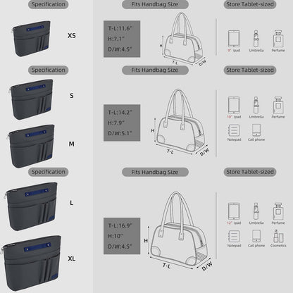 Purse Organizer Insert for Handbags,Tote Bag Organizer Insert with Zipper Bag,Premium Handbag Organizer Inside Liner for Women