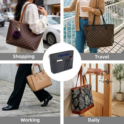 Purse Organizer Insert for Handbags,Tote Bag Organizer Insert with Zipper Bag,Premium Handbag Organizer Inside Liner for Women