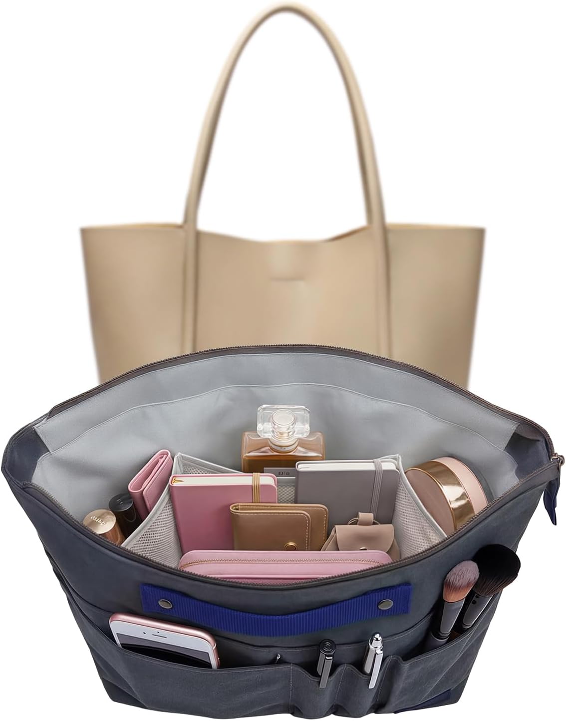 Purse Organizer Insert for Handbags,Tote Bag Organizer Insert with Zipper Bag,Premium Handbag Organizer Inside Liner for Women