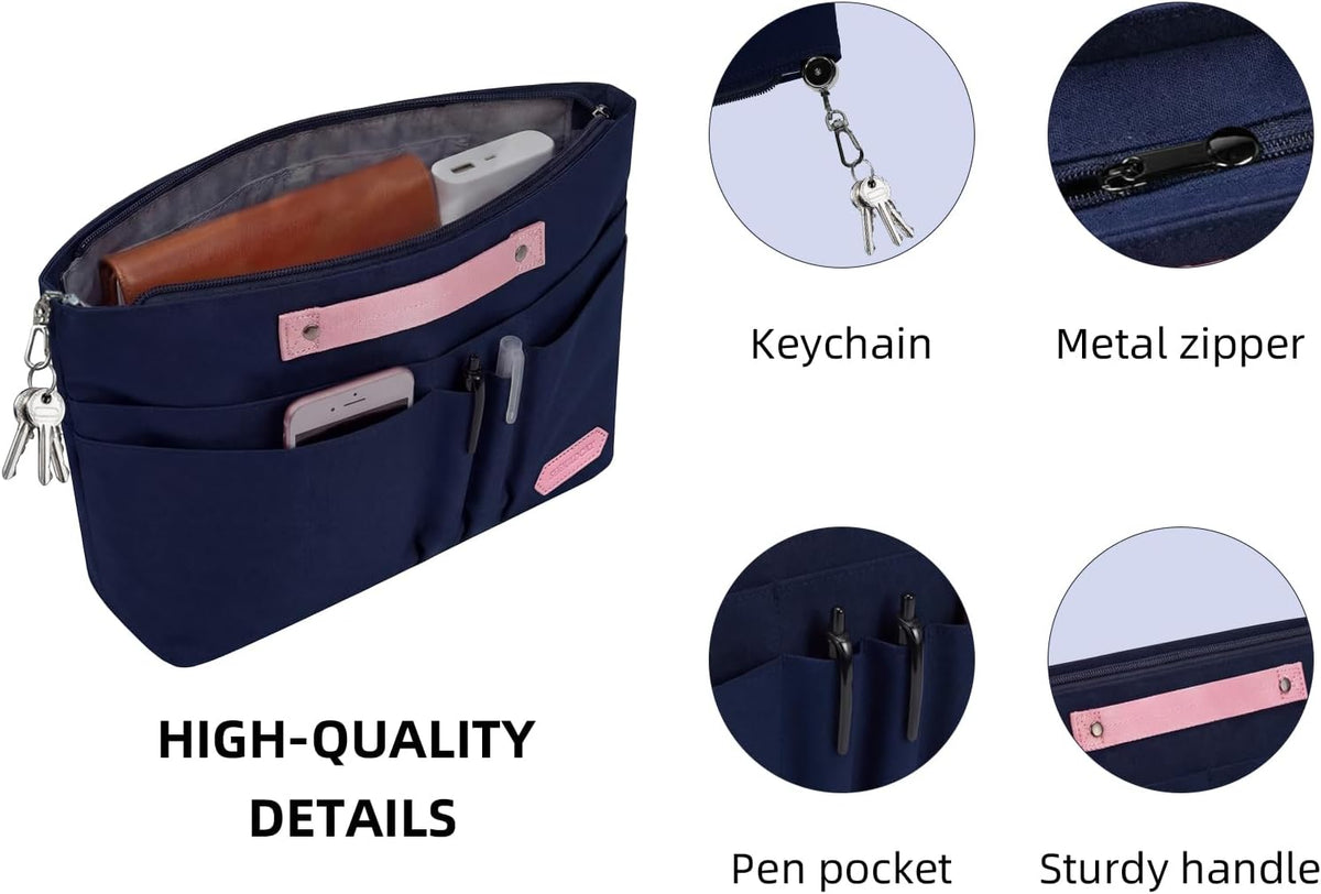 Purse Organizer Insert for Handbags,Tote Bag Organizer Insert with Zipper Bag,Premium Handbag Organizer Inside Liner for Women