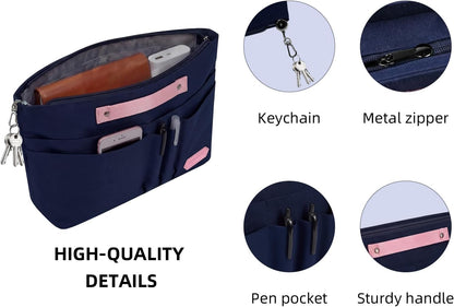 Purse Organizer Insert for Handbags,Tote Bag Organizer Insert with Zipper Bag,Premium Handbag Organizer Inside Liner for Women