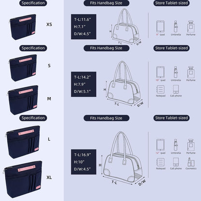 Purse Organizer Insert for Handbags,Tote Bag Organizer Insert with Zipper Bag,Premium Handbag Organizer Inside Liner for Women