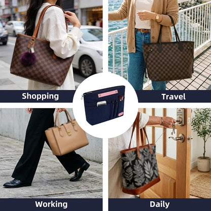 Purse Organizer Insert for Handbags,Tote Bag Organizer Insert with Zipper Bag,Premium Handbag Organizer Inside Liner for Women