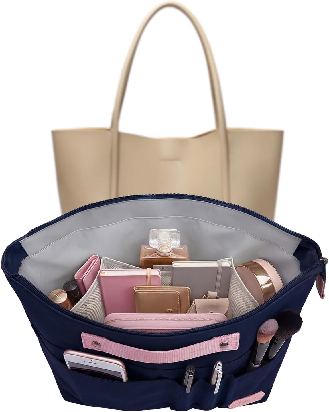 Purse Organizer Insert for Handbags,Tote Bag Organizer Insert with Zipper Bag,Premium Handbag Organizer Inside Liner for Women