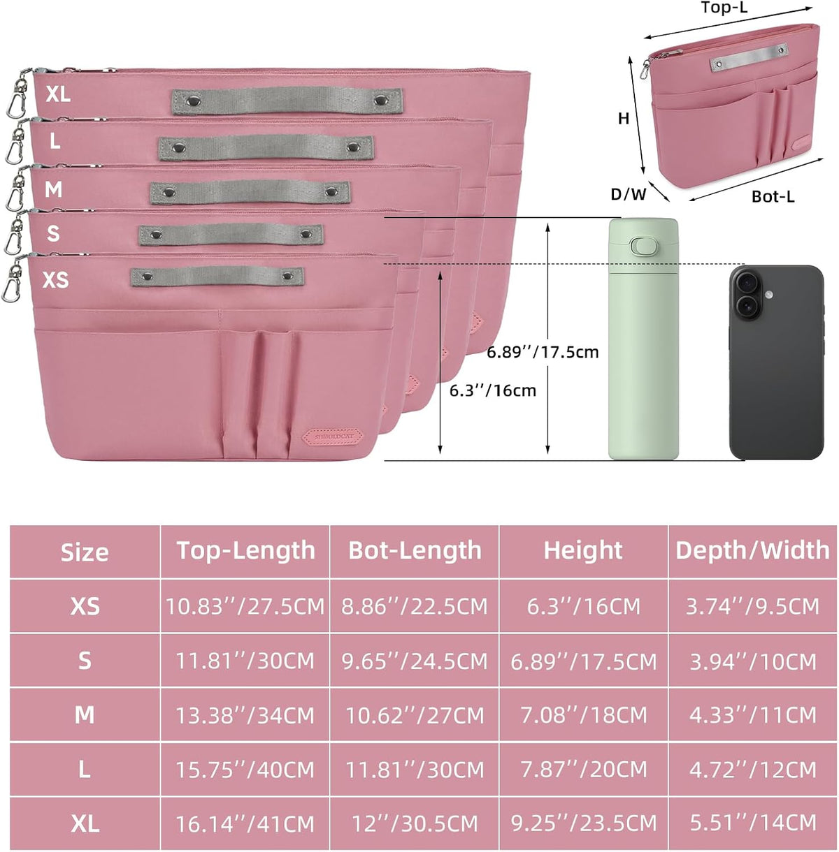 Purse Organizer Insert for Handbags,Tote Bag Organizer Insert with Zipper Bag,Premium Handbag Organizer Inside Liner for Women