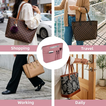 Purse Organizer Insert for Handbags,Tote Bag Organizer Insert with Zipper Bag,Premium Handbag Organizer Inside Liner for Women