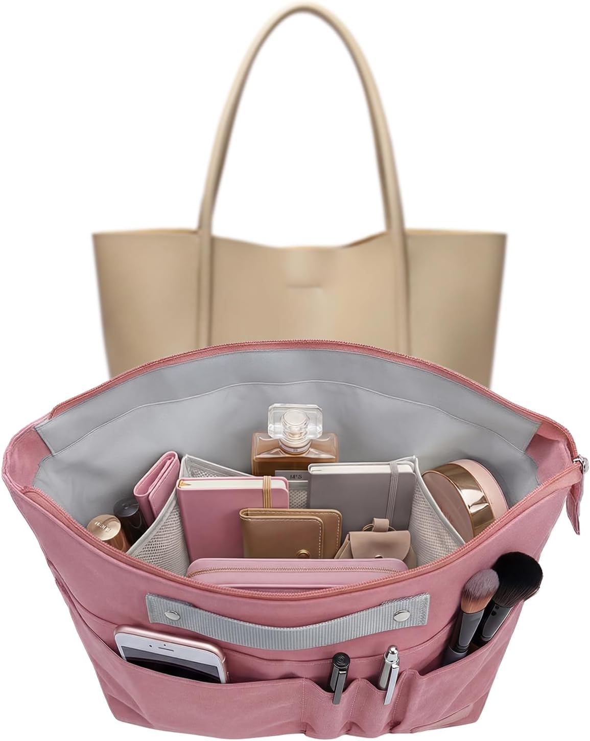 Purse Organizer Insert for Handbags,Tote Bag Organizer Insert with Zipper Bag,Premium Handbag Organizer Inside Liner for Women