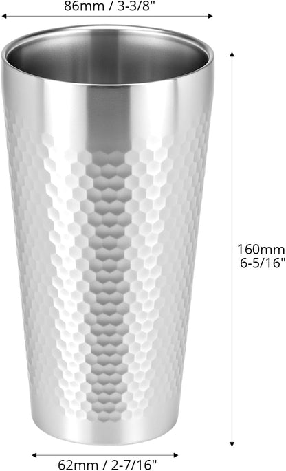 Stainless Steel Insulated Tumblers, 19 oz 4 Pack Stackable Water Tumblers, Double Wall Metal Cup, Diamond-Patterned