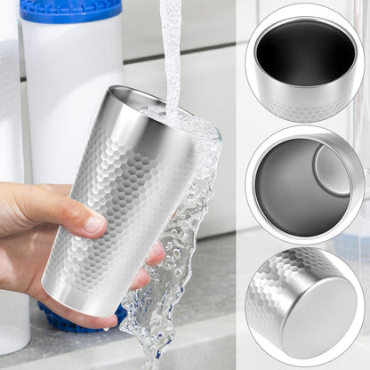 Stainless Steel Insulated Tumblers, 19 oz 4 Pack Stackable Water Tumblers, Double Wall Metal Cup, Diamond-Patterned
