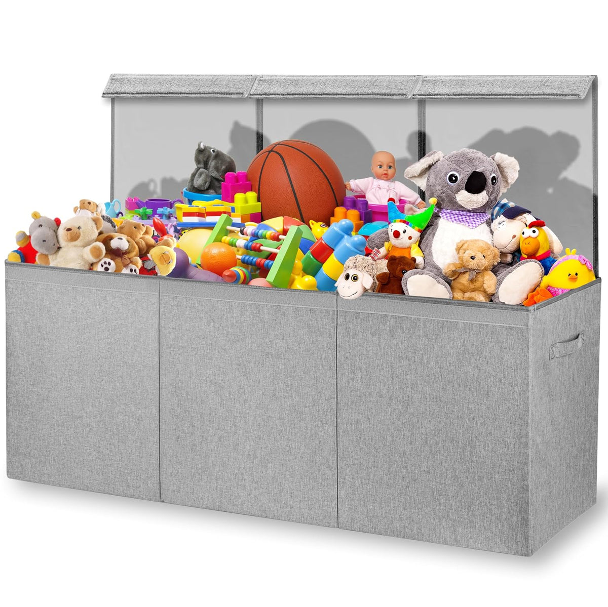 Extra Large Toy Box Chest for Kids — Collapsible Toy Storage Organizer with Lid, 40" Wide, Removable Dividers, Boys & Girls
