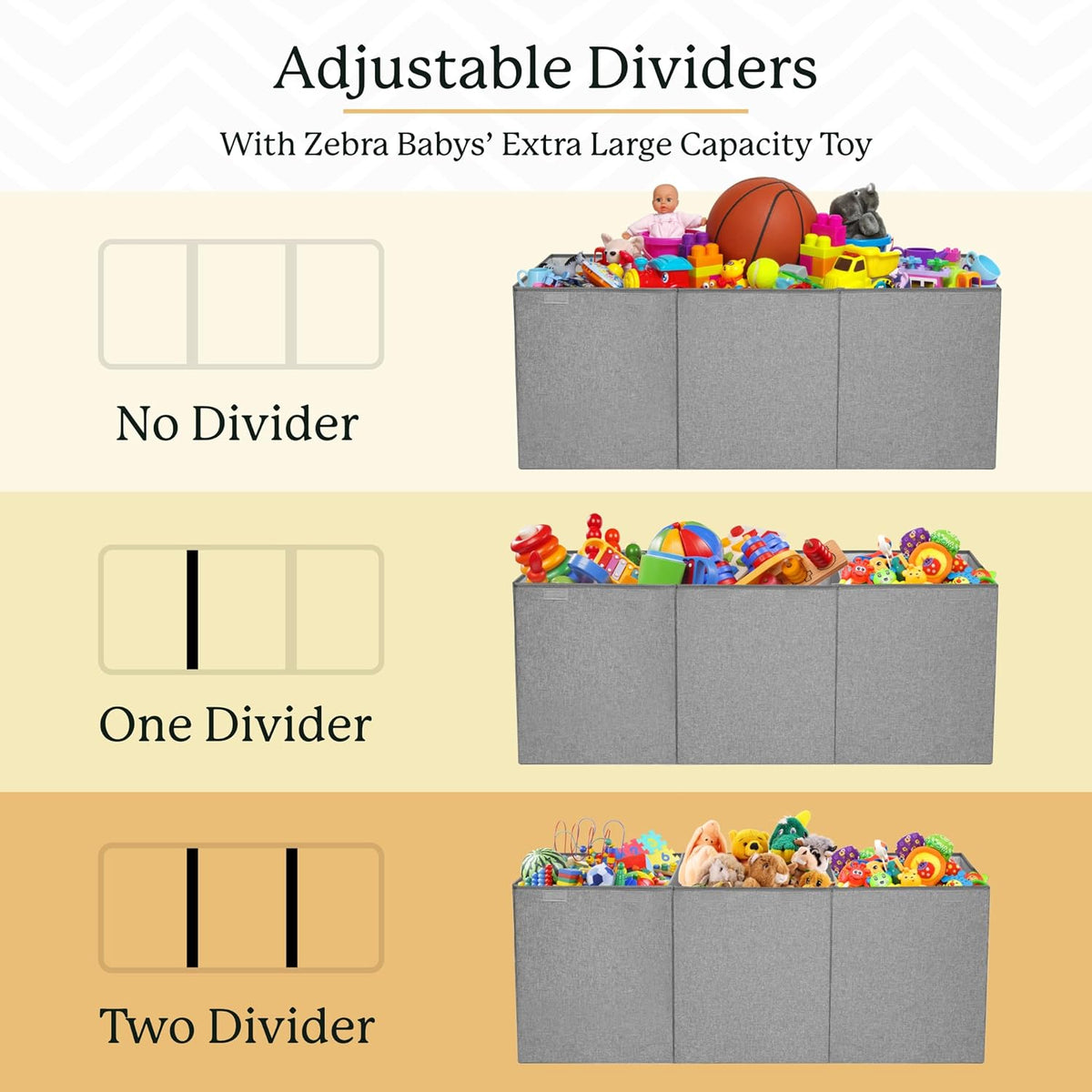 Extra Large Toy Box Chest for Kids — Collapsible Toy Storage Organizer with Lid, 40" Wide, Removable Dividers, Boys & Girls