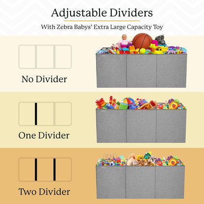 Extra Large Toy Box Chest for Kids — Collapsible Toy Storage Organizer with Lid, 40" Wide, Removable Dividers, Boys & Girls