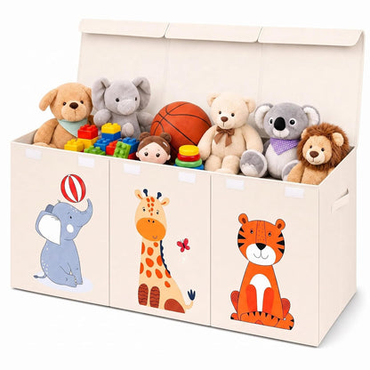 Extra Large Toy Box Chest for Kids — Collapsible Toy Storage Organizer with Lid, 40" Wide, Removable Dividers, Boys & Girls