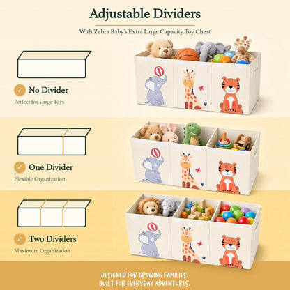 Extra Large Toy Box Chest for Kids — Collapsible Toy Storage Organizer with Lid, 40" Wide, Removable Dividers, Boys & Girls