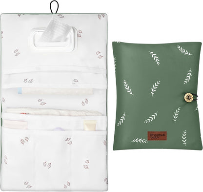 Baby Diaper Bag Organizer, Compact & Foldable Small Diaper and Wipes Pouch