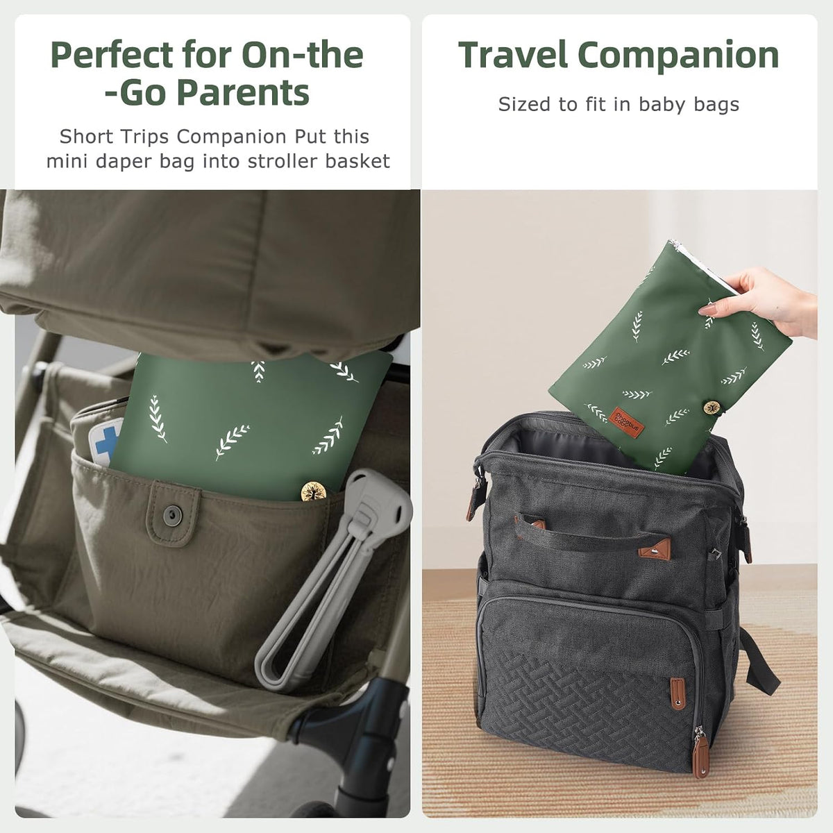 Baby Diaper Bag Organizer, Compact & Foldable Small Diaper and Wipes Pouch