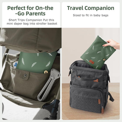 Baby Diaper Bag Organizer, Compact & Foldable Small Diaper and Wipes Pouch