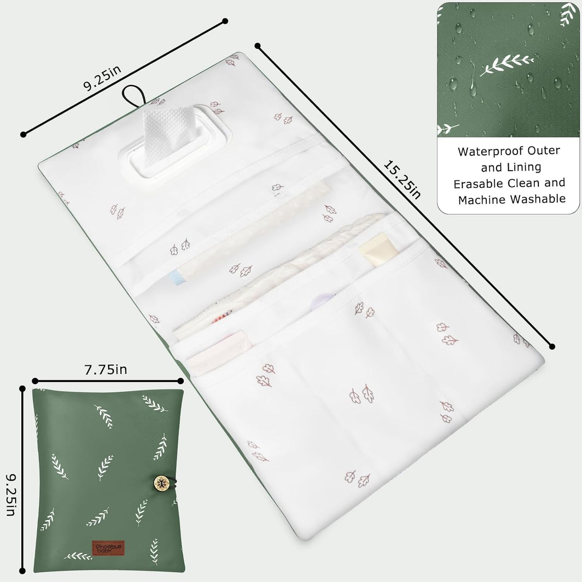 Baby Diaper Bag Organizer, Compact & Foldable Small Diaper and Wipes Pouch