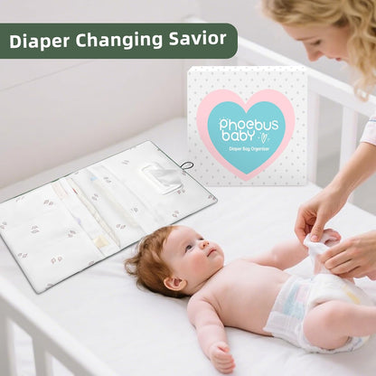 Baby Diaper Bag Organizer, Compact & Foldable Small Diaper and Wipes Pouch