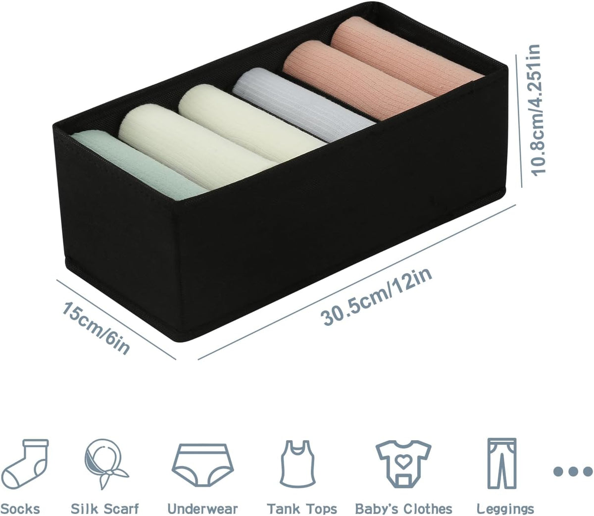 3 Pack Sock Underwear Drawer Organizer Dividers, Non-Woven Fabric Collapsible Cabinet Closet Storage Boxes for Clothes, Socks, Lingerie, Underwear, Tie, Belt, Baby, Bedroom (Gray, 6 Cells)