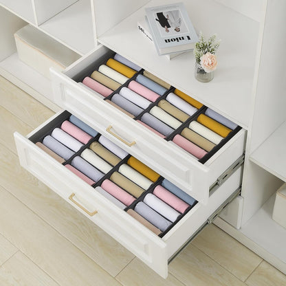 3 Pack Sock Underwear Drawer Organizer Dividers, Non-Woven Fabric Collapsible Cabinet Closet Storage Boxes for Clothes, Socks, Lingerie, Underwear, Tie, Belt, Baby, Bedroom (Gray, 6 Cells)