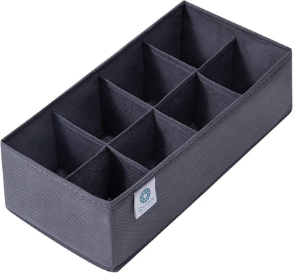 3 Pack Sock Underwear Drawer Organizer Dividers, Non-Woven Fabric Collapsible Cabinet Closet Storage Boxes for Clothes, Socks, Lingerie, Underwear, Tie, Belt, Baby, Bedroom (Gray, 6 Cells)