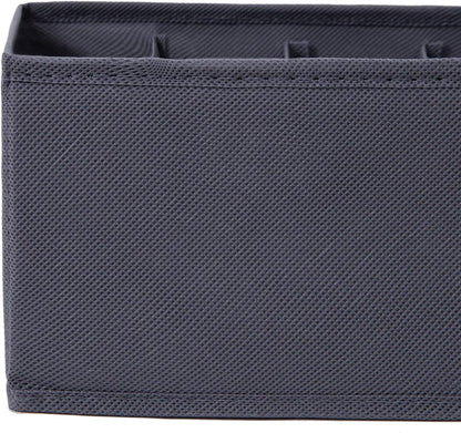 3 Pack Sock Underwear Drawer Organizer Dividers, Non-Woven Fabric Collapsible Cabinet Closet Storage Boxes for Clothes, Socks, Lingerie, Underwear, Tie, Belt, Baby, Bedroom (Gray, 6 Cells)