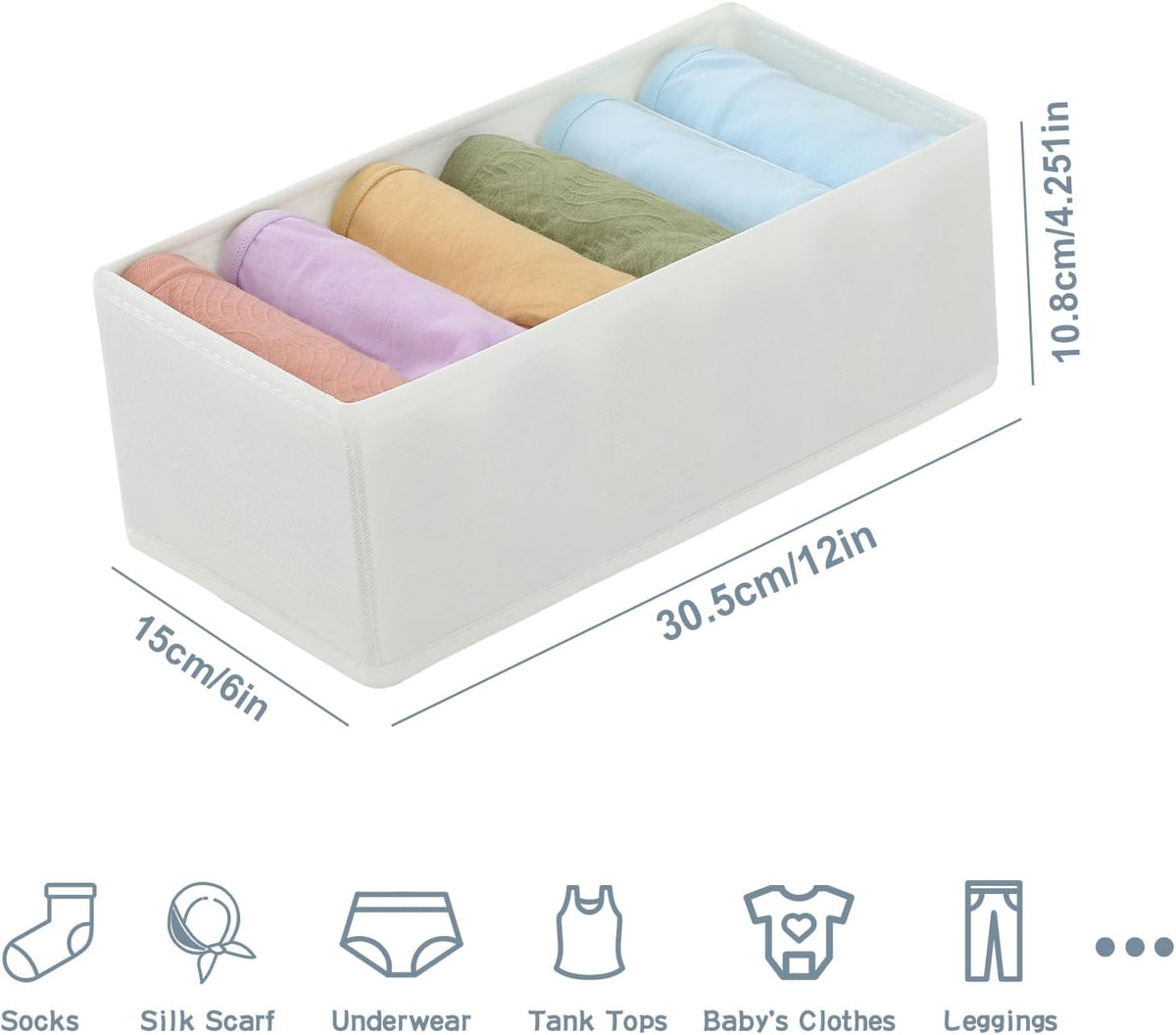 3 Pack Sock Underwear Drawer Organizer Dividers, Non-Woven Fabric Collapsible Cabinet Closet Storage Boxes for Clothes, Socks, Lingerie, Underwear, Tie, Belt, Baby, Bedroom (Gray, 6 Cells)
