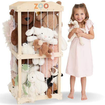 Wooden Stuffed Animal Storage for Kids - Large Toy Organizer & Holder