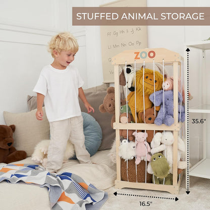 Wooden Stuffed Animal Storage for Kids - Large Toy Organizer & Holder